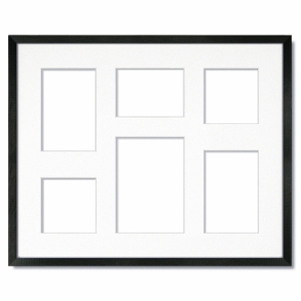 Collage Frame Gallery Black With Single White Mat Indigo Frame