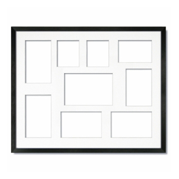 Collage Frame Gallery Black With Single White Mat Indigo Frame