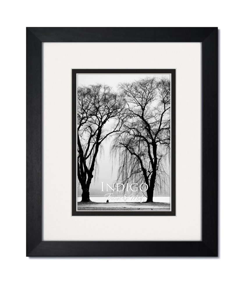 Gallery II Black Hardwood Frame With White Over Black Mat - Indigo ...