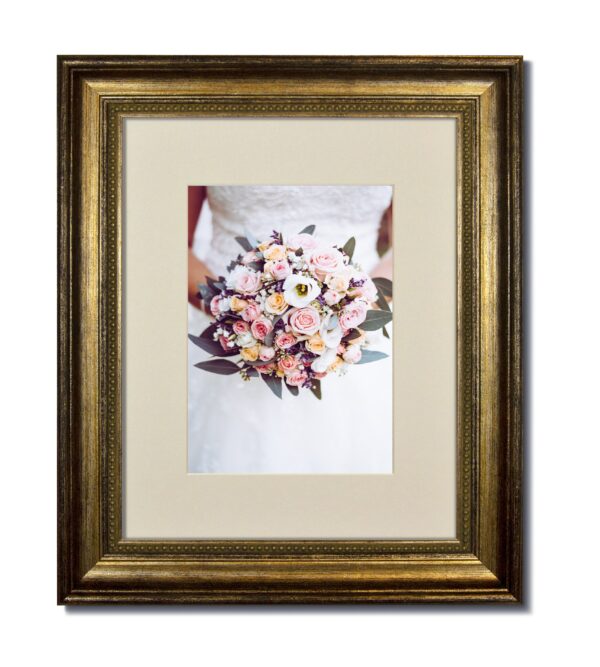Champagne Beaded Frame with Soft White Mat